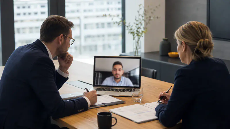 Online selection interview between a German company and a candidate from Morocco