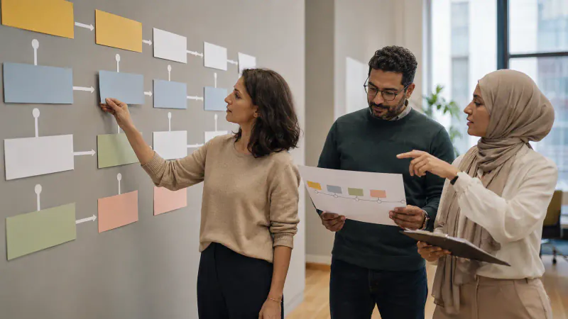 Projektplanung mit den Phasen einer internationalen Personalvermittlung