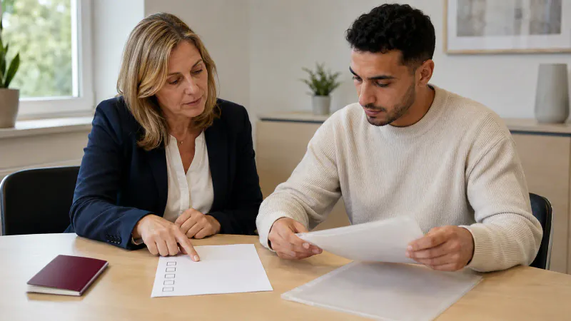 Les employeurs et les travailleurs qualifiés internationaux examinent les documents de reconnaissance et de visa
