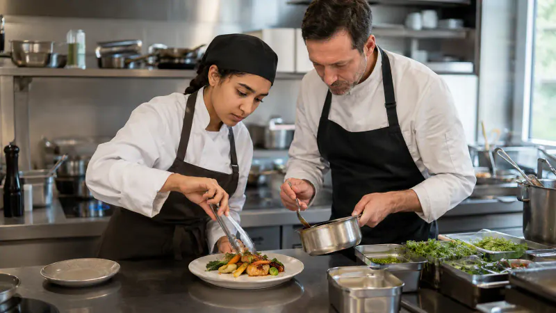 Chef apprenticeship in a professional kitchen