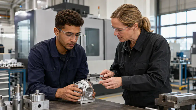 Qualitätsprüfung an einer CNC-Maschine