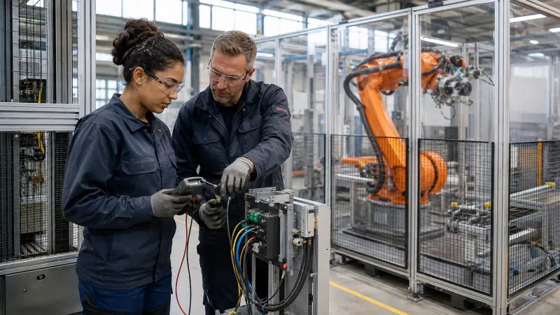 Mechatronische Wartung an einer Robotikanlage