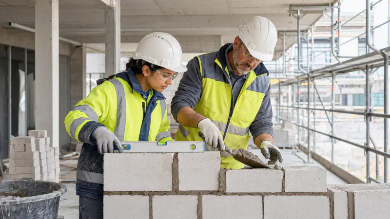 Formation à l'apprentissage pendant les travaux de maçonnerie