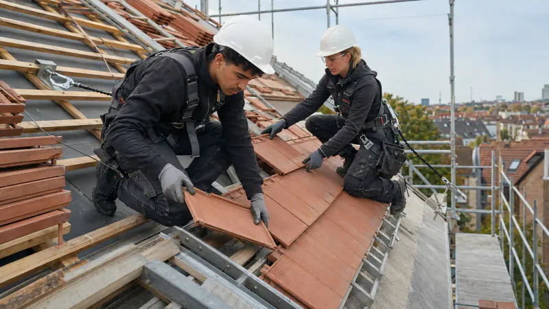 Toiture avec équipement de protection contre les chutes