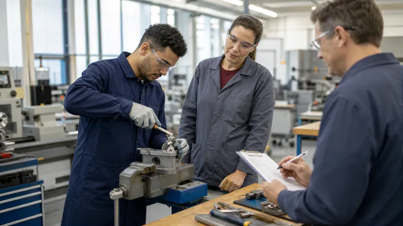 Applicant demonstrating professional skills during a practical suitability assessment